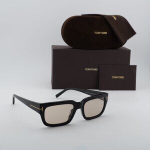 Tom Ford Ezra FT1075 01E Rectangle Sunglasses – Black/Brown Photochromic